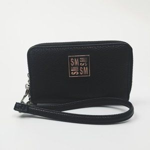 Steve Madden Megan Double Zip Wallet Black Silver